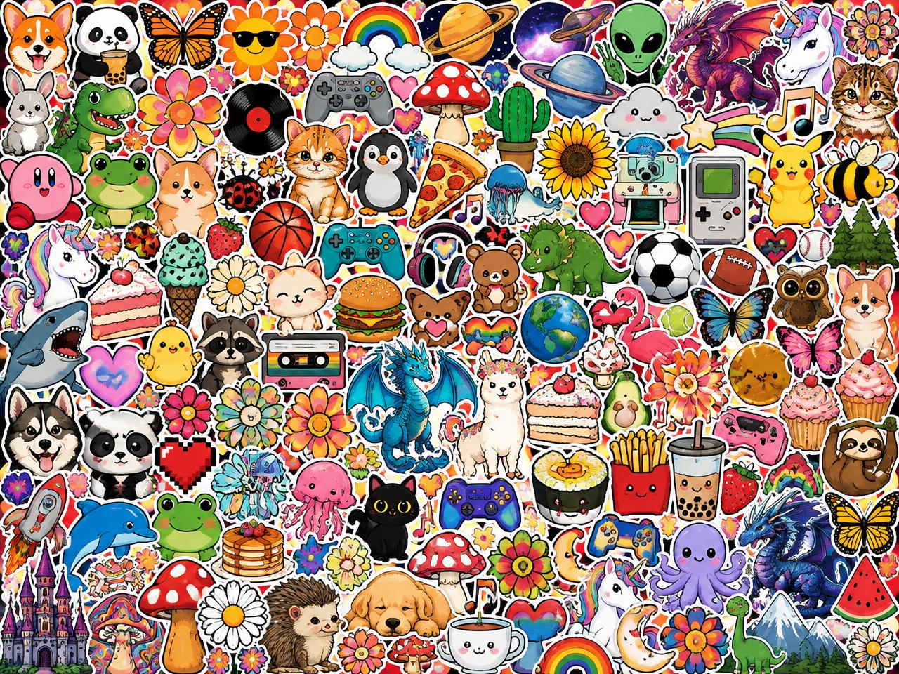 Mosaico con cientos de stickers de distintas temáticas